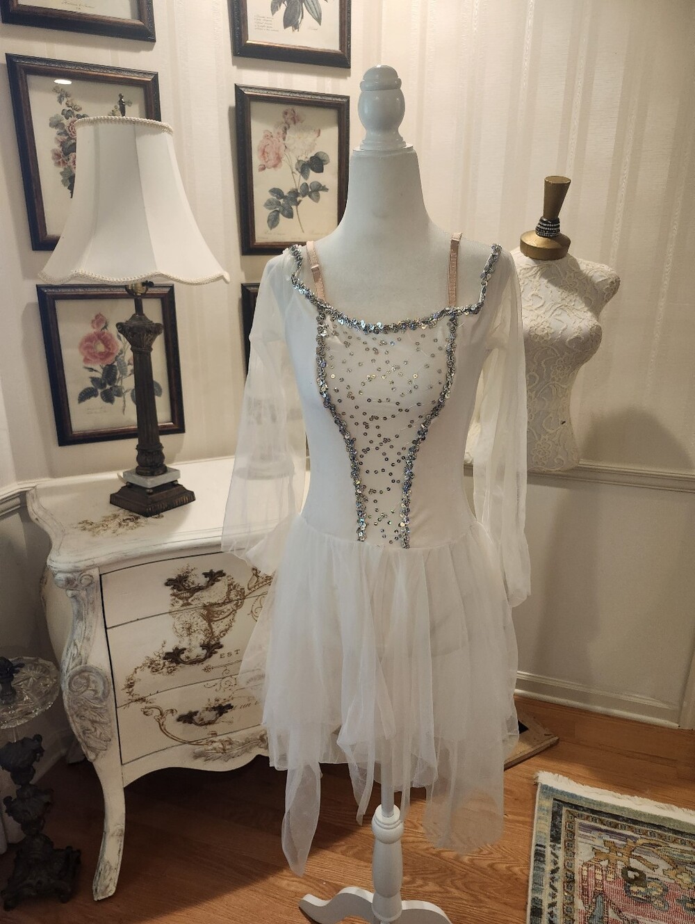 White Swan Ballet Curtain Call Adult M Dress Costume Angel Fairy
